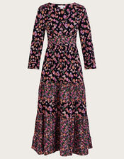 Ditsy Floral Print Tiered Dress in LENZING™ ECOVERO™, Orange (ORANGE), large