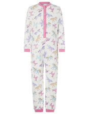 Unicorn Jersey Sleepsuit in Organic Cotton, Ivory (IVORY), large