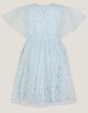 Ahanna Flutter Sleeve Sequin Party Dress, Blue (PALE BLUE), large