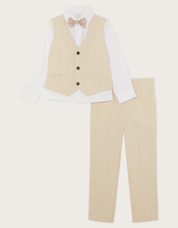 Four-Piece Smart Suit in Linen Blend, Natural (STONE), large