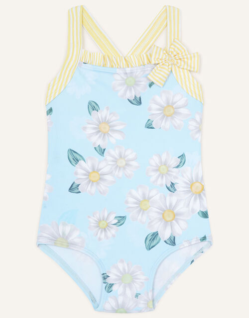 Baby Daisy Print Ruffle Swimsuit, Blue (BLUE), large