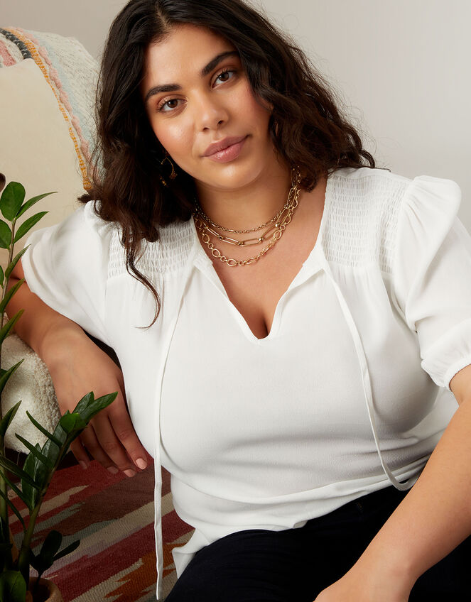 Shirred Shirt with LENZING™ ECOVERO™, Ivory (IVORY), large
