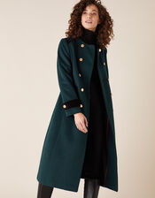 Maddie Military Coat in Wool Blend, Green (GREEN), large