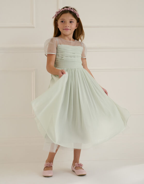 Claire Crinkle Chiffon Dress, Green (SAGE), large