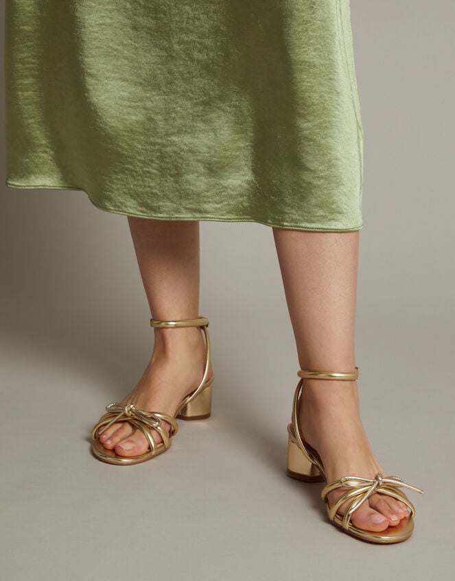 Wynn Metallic Strappy Heeled Sandals, Gold (GOLD), large