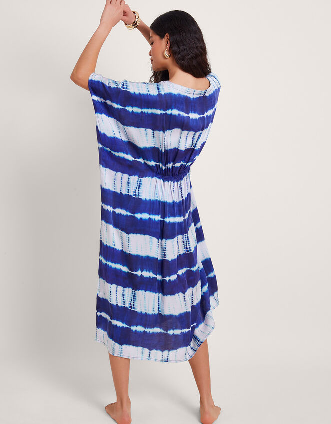 Indibelle Tie Dye Print Cotton Kaftan Dress (Blue)
