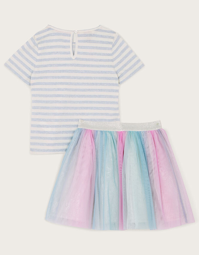 Celebration Stripe T-Shirt and Skirt Set, Blue (BLUE), large