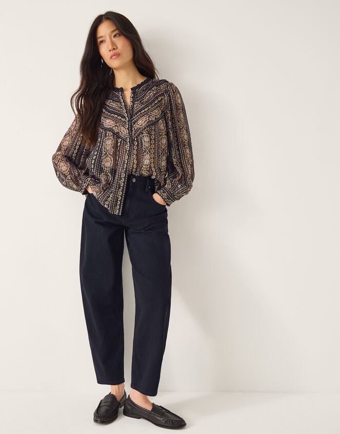 Darla Shimmer Print Blouse, Black (BLACK), large