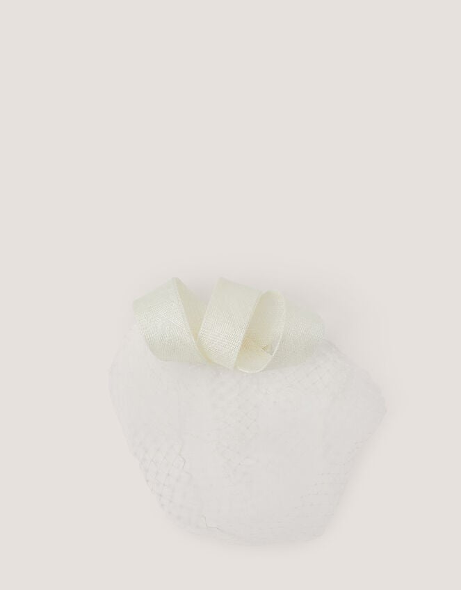 Alexia Twist Veil Fascinator Hair Slide, Ivory (IVORY), large