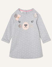 Baby Bear Sequin Sweat Dress, Grey (GREY), large