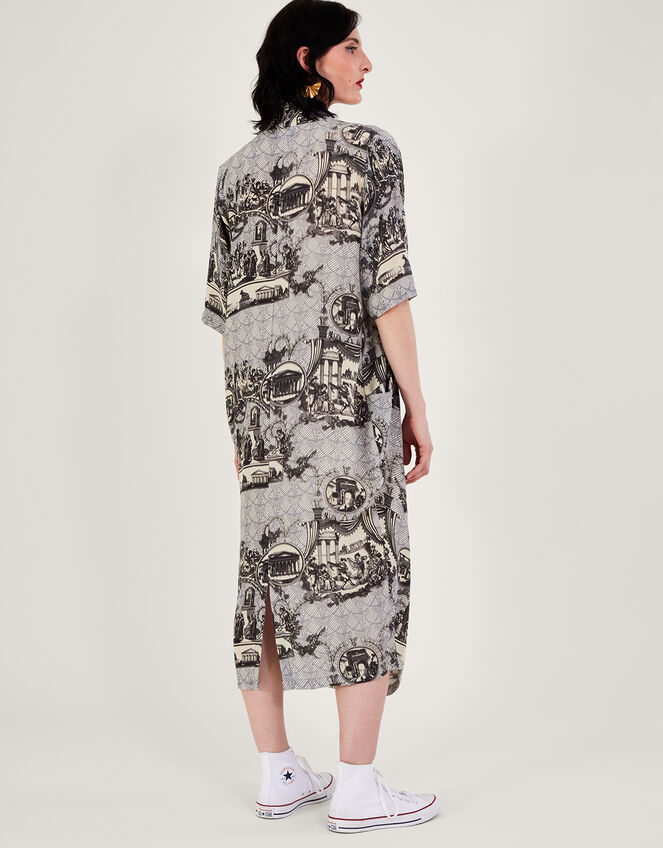 One Hundred Stars Ancient Columns Print Rachel Dress, Grey (CHARCOAL), large