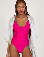 Ring Detail Swimsuit, Pink (PINK), large