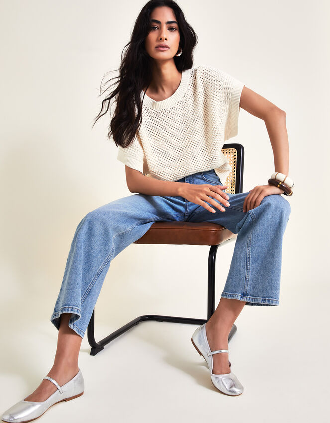 Sia Short Sleeve Jumper, Ivory (IVORY), large