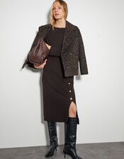 Ciara Button Midi Jumper Dress, Brown (CHOCOLATE), large
