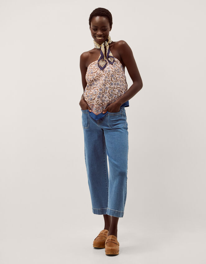 Ari Floral Scarf Bandeau Top Blue