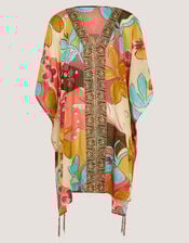 Iris Floral Print Mini Kaftan, , large