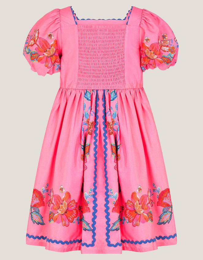 Aurelia Tropical Floral Puff Sleeve Dress, Pink (PINK), large