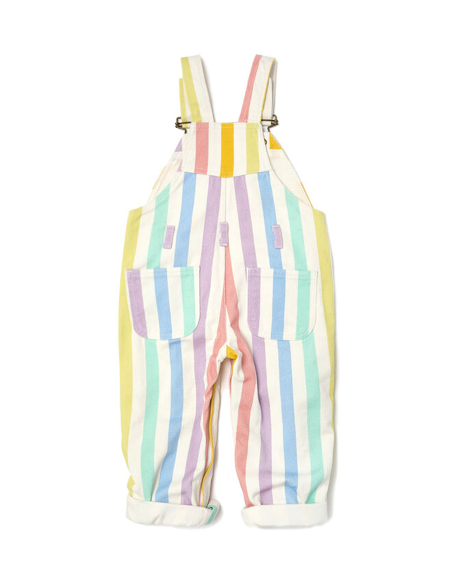 Dotty Dungarees Rainbow Stripe Dungarees, Multi (MULTI), large
