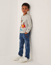 Varisty Dinosaur Long Sleeve Top, Grey (GREY), large