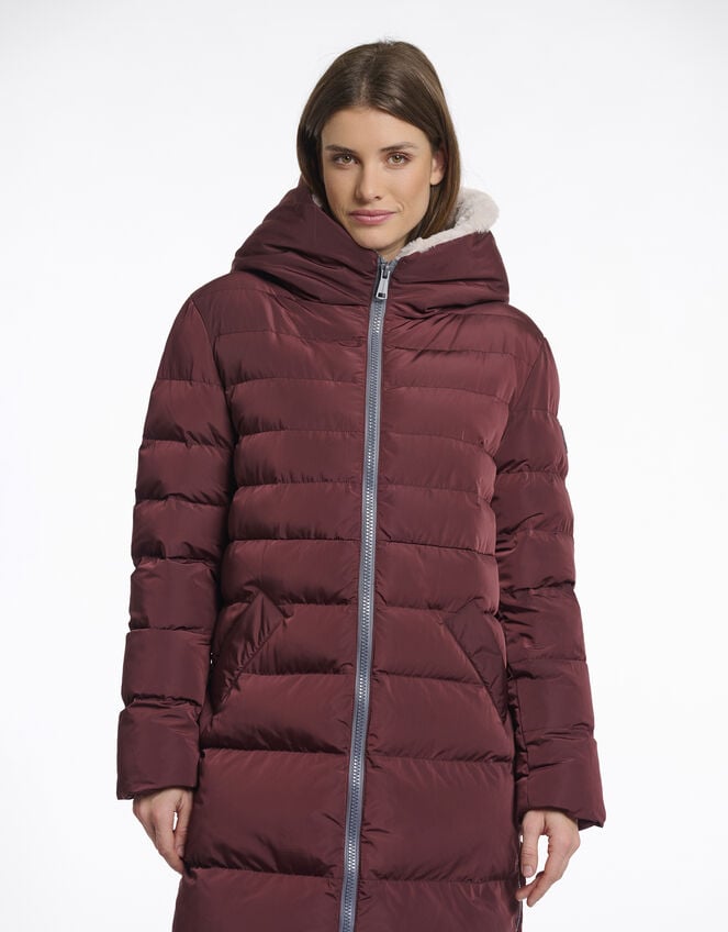 Rino & Pelle Keila Faux Fur Lined Long Puffer Coat, Brown (CHOCOLATE), large