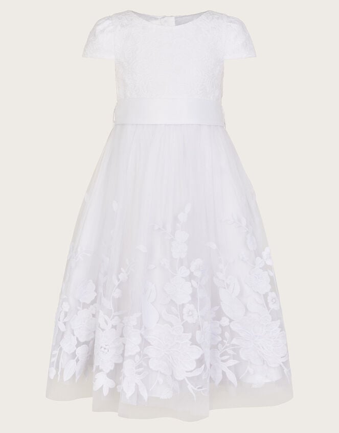 Sorcha Floral Lace Communion Dress, White (WHITE), large
