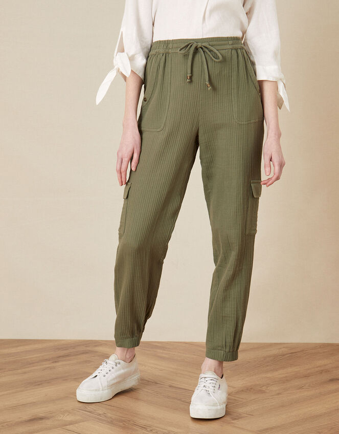 Herringbone Relaxed Joggers with Recycled Cotton Green