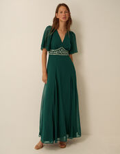 Sienna Embellished Maxi Dress, Green (DARK GREEN), large