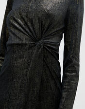 Robyn Foil Print Velvet Midi Dress, Black (BLACK), large