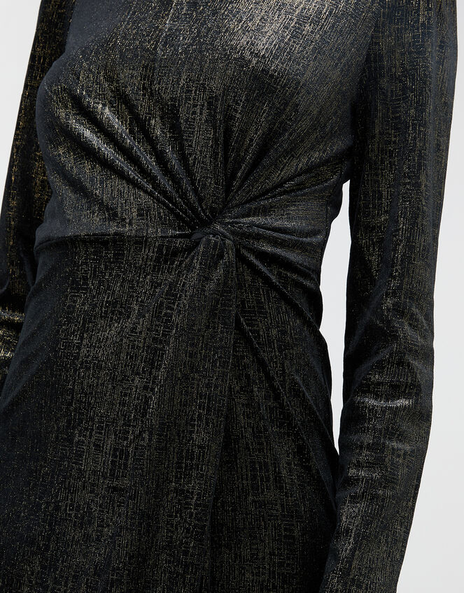 Robyn Foil Print Velvet Midi Dress, Black (BLACK), large