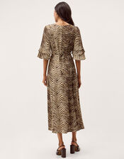 Pippa Animal Print Midi Dress, Green (KHAKI), large