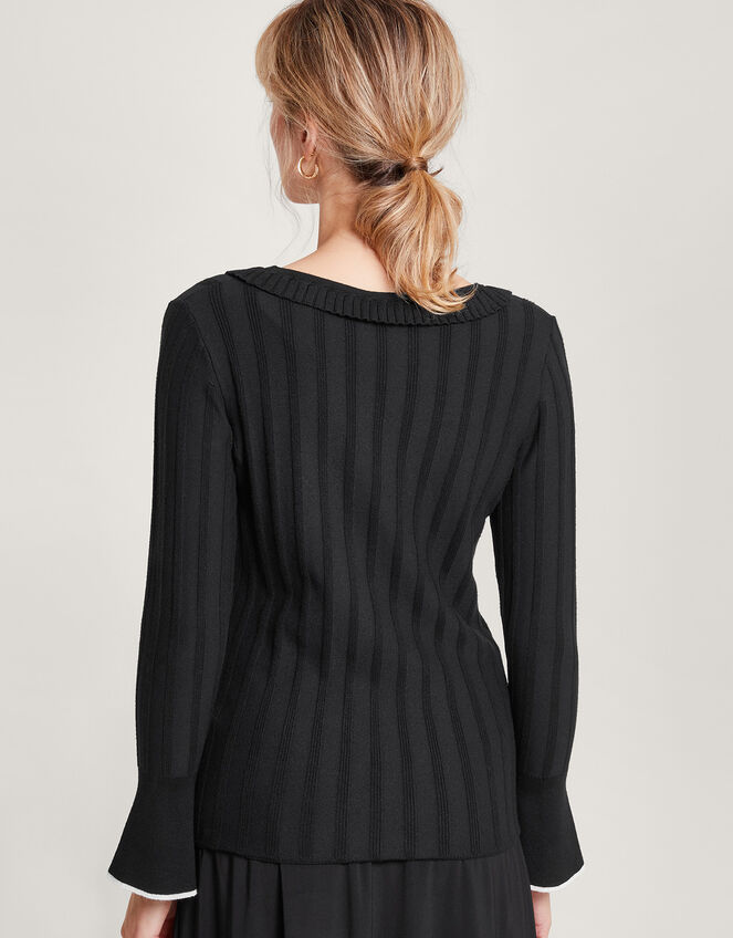 Smart Ribbed Frill Jumper with LENZING™ ECOVERO™ , Black (BLACK), large