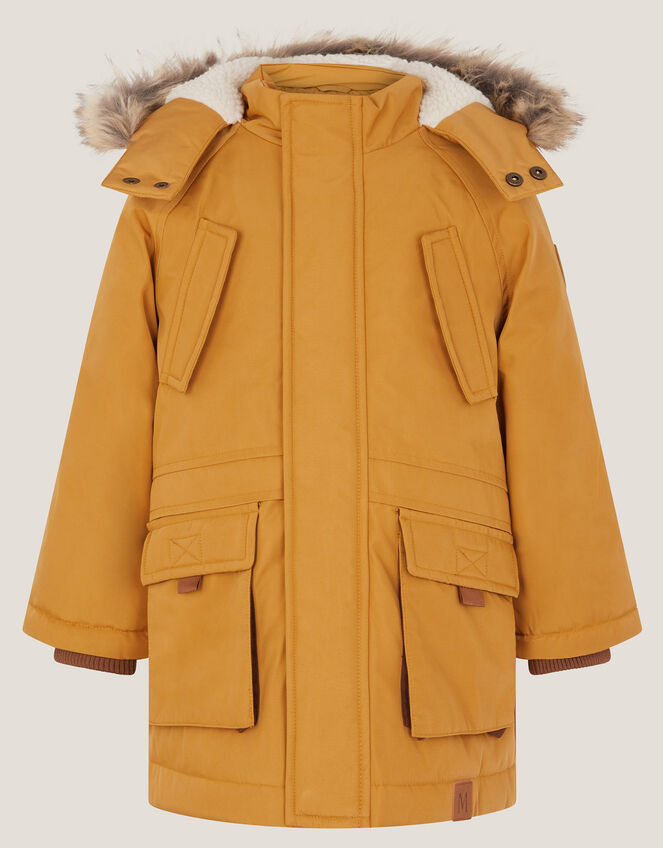 Hooded Parka Coat, Yellow (MUSTARD), large