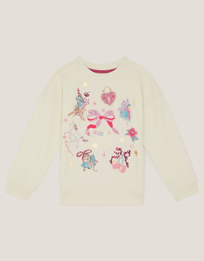 Magical Unicorn Print Sweatshirt, Ivory (IVORY), large
