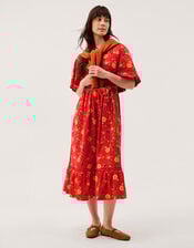 Libby Floral Jersey Midi Dress, Red (RED), large