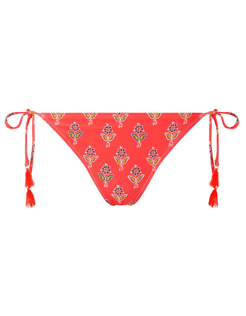 Floral Bikini Briefs with Recycled Polyester, Red (RED), large