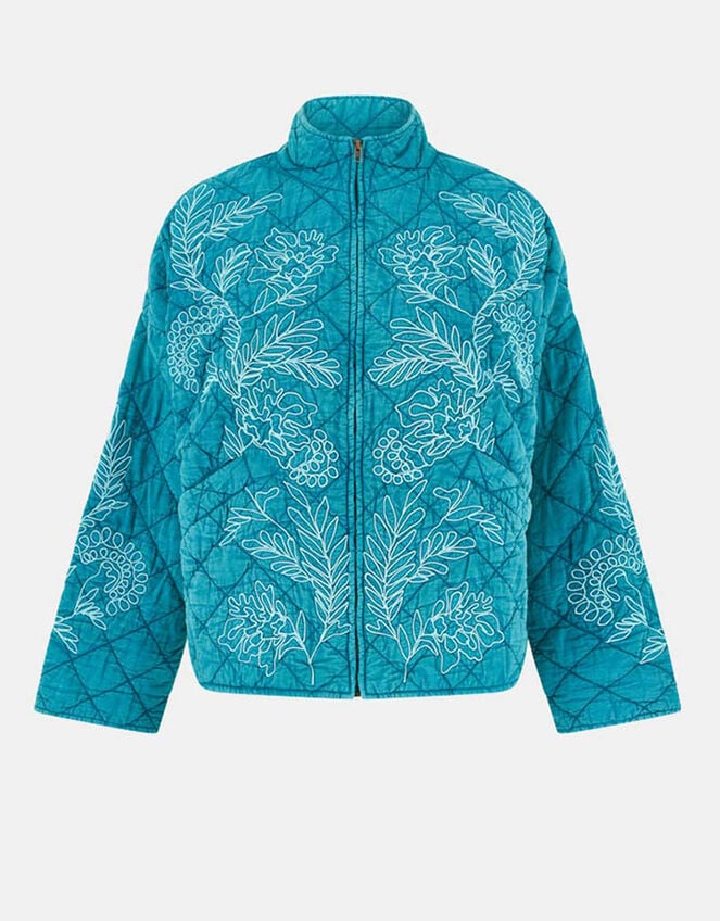 East Tate Embroidered Quilted Jacket, Teal (TEAL), large