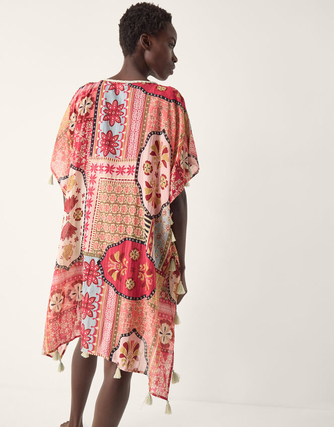 Patti Tile Print Mini Kaftan, DARK PINK, large