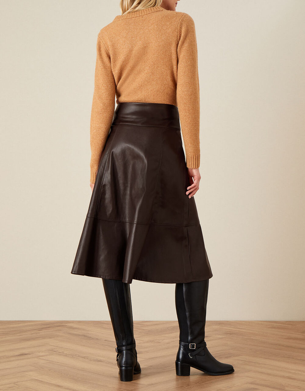 Leather-Look Midi Skirt Brown | Skirts | Monsoon UK.