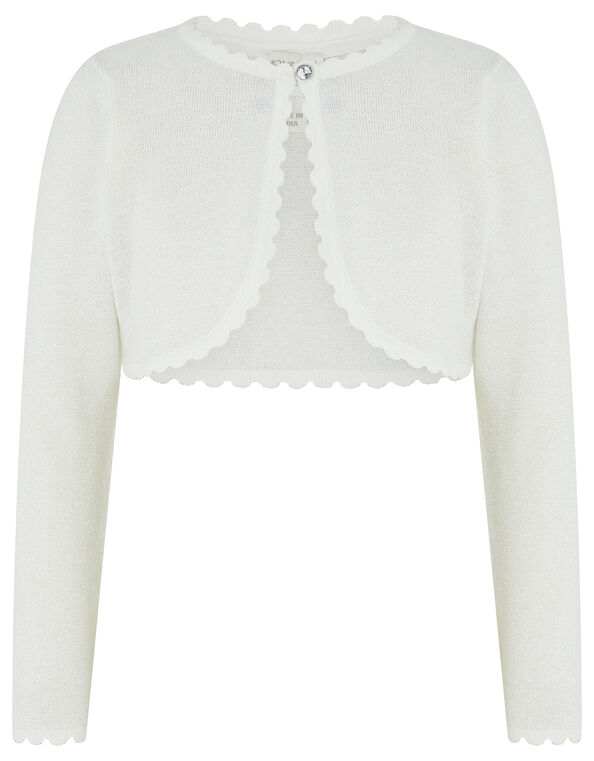 Niamh Sparkle Knitted Cardigan with Crystal Button, Ivory (IVORY), large