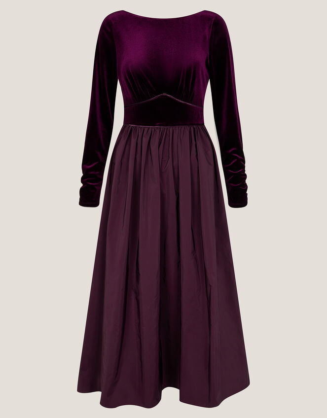 Vita Velvet Midi Dress, Purple (AUBERGINE), large