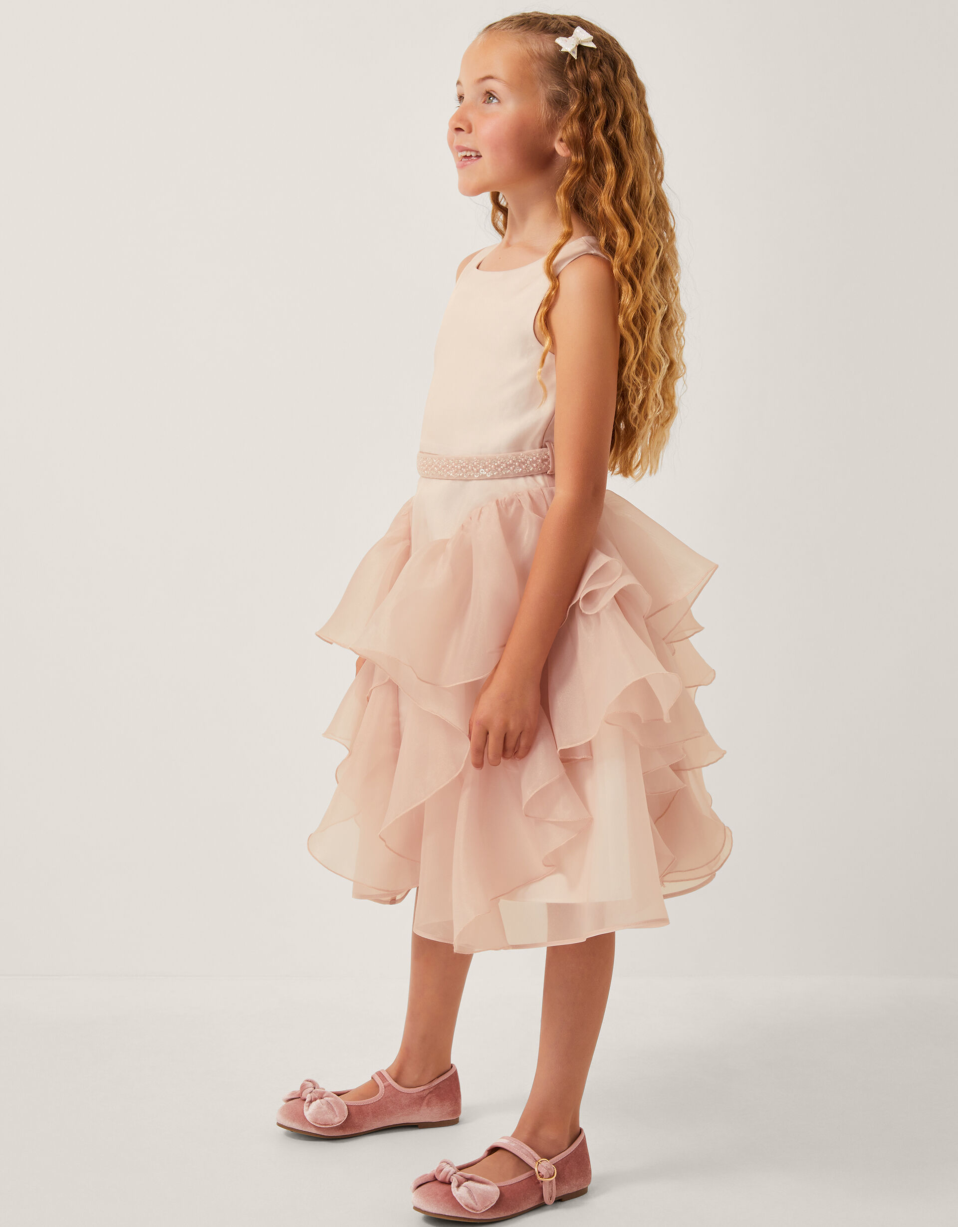 Joanie Organza Ruffle Party Dress Pink