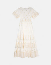 Piti Cuiti Embellished Short Sleeve Maxi Dress, White (WHITE), large