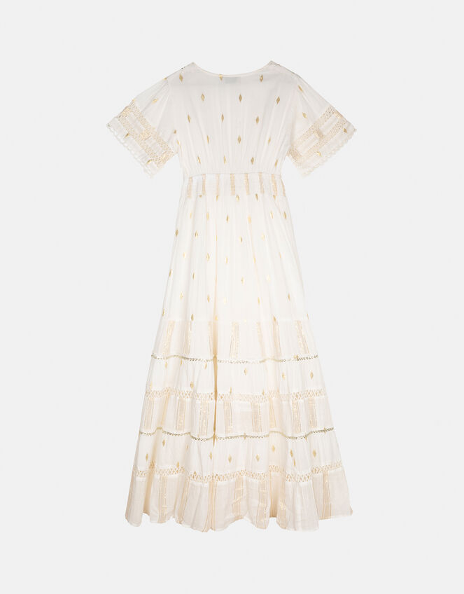 Piti Cuiti Embellished Short Sleeve Maxi Dress, White (WHITE), large