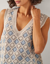 Ray Crochet Tank Top, Blue (BLUE), large