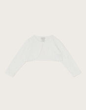 Baby Emilia Lace Scallop Cardigan, Ivory (IVORY), large
