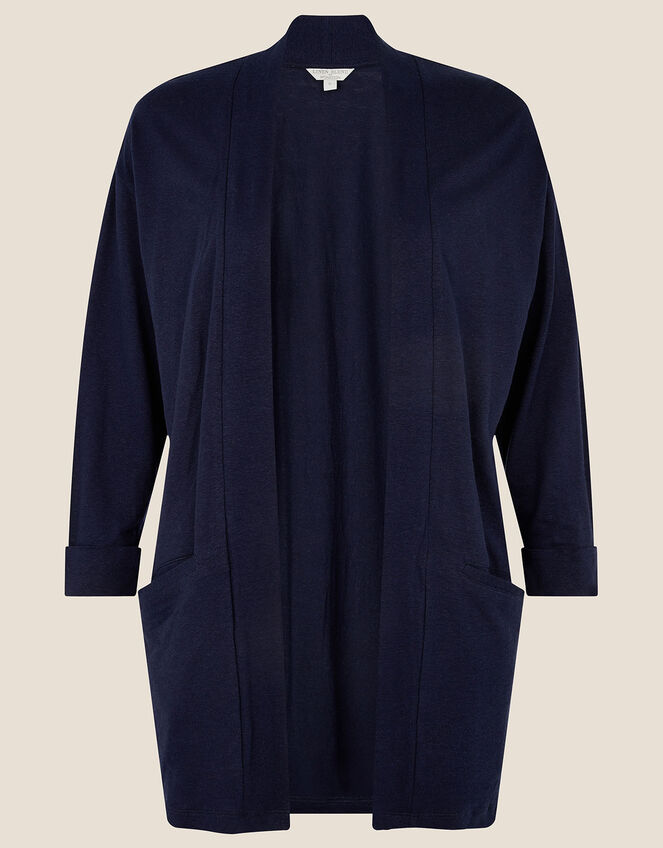 Plain Cover Up in Linen Blend , Blue (NAVY), large