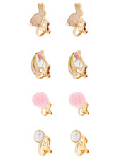 Pearl and Pom-Pom Clip-On Earring Set, , large