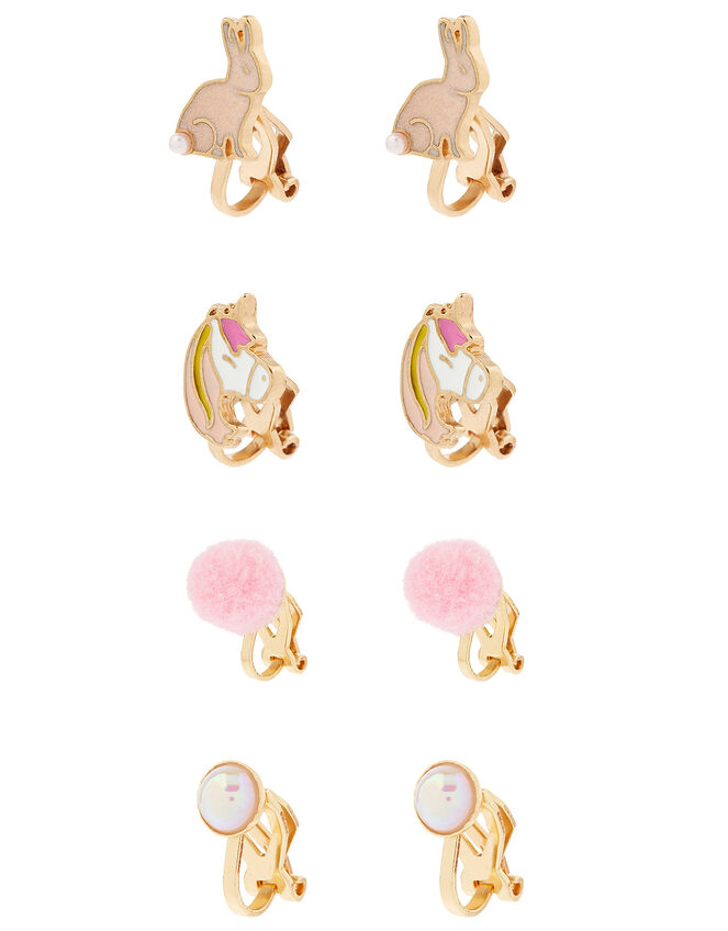 Pearl and Pom-Pom Clip-On Earring Set, , large