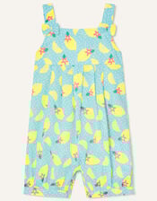 Baby Lemon Print Romper, Yellow (YELLOW), large