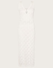 Pointelle Stitch Beach Midi Dress, Ivory (IVORY), large
